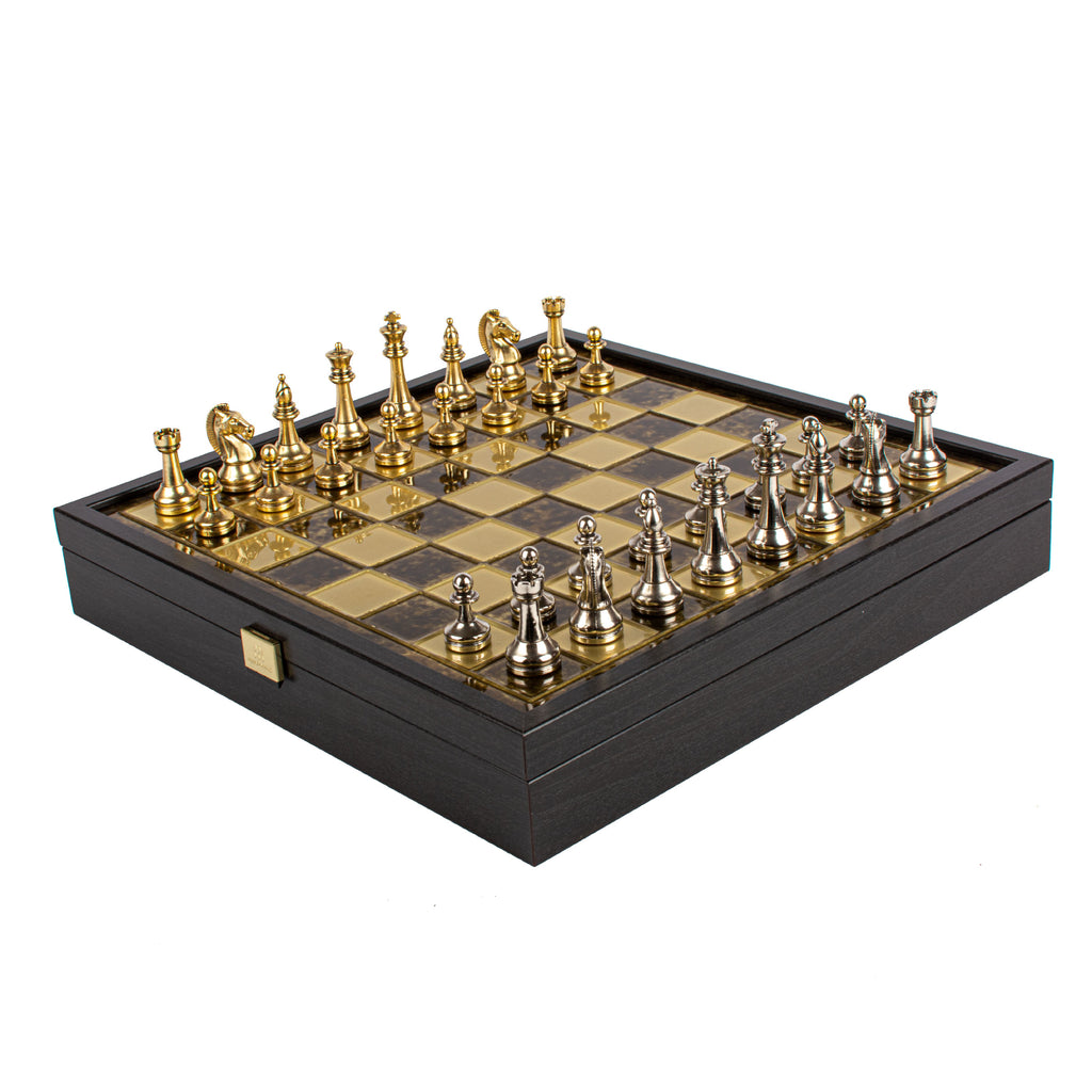 Classic Metal Staunton Metal Chess Set With 36cm Chessboard Manopoulos