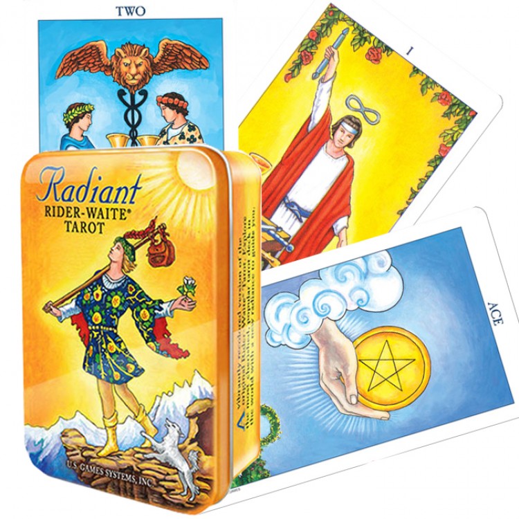 Minor Defect Radiant Raider Waite Tarot cards in a Tin Box US Games Systems