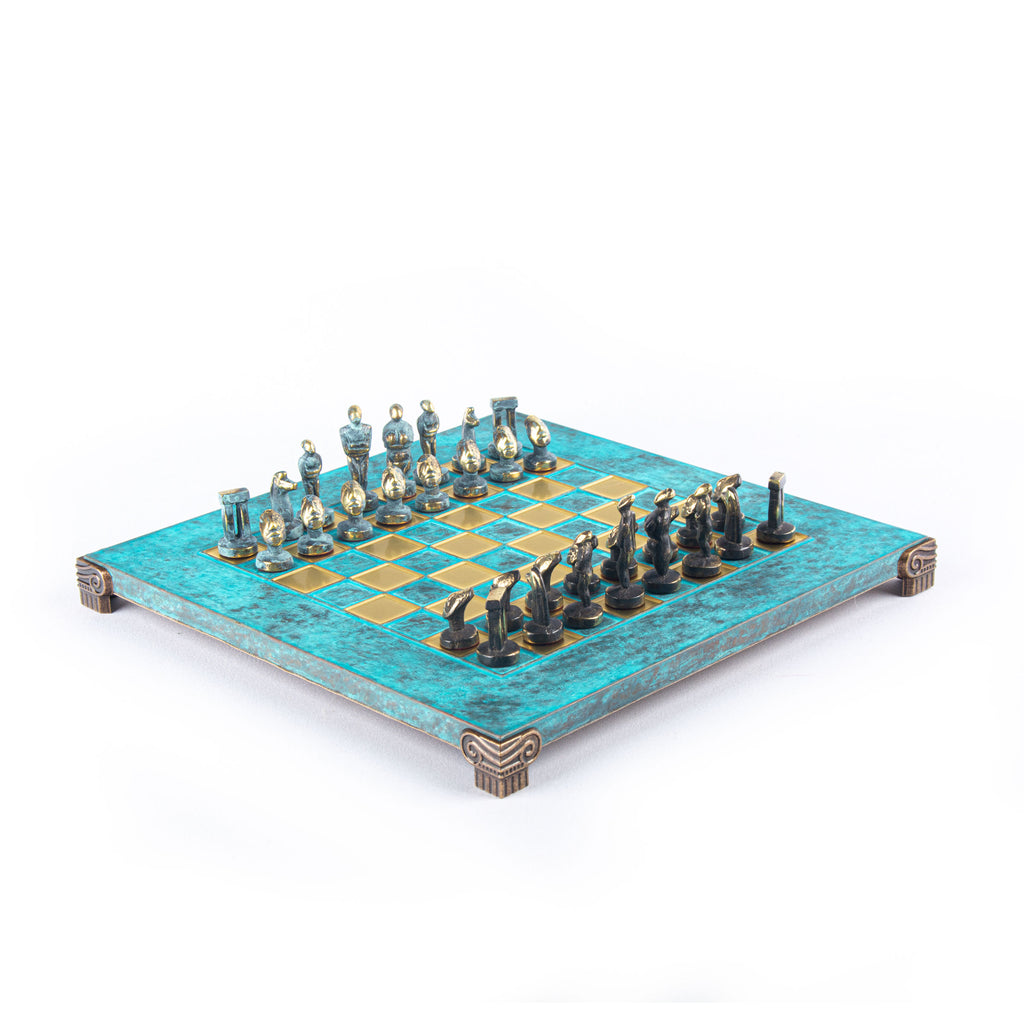 CYCLADIC ART Solid Brass Chess Set 28x28cm with chessmen Manopoulos