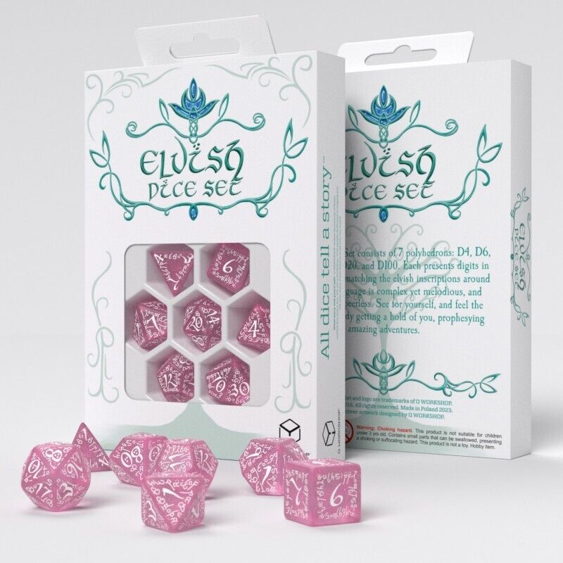 Elvish Shimmering pink & White Dice Set Q-workshop