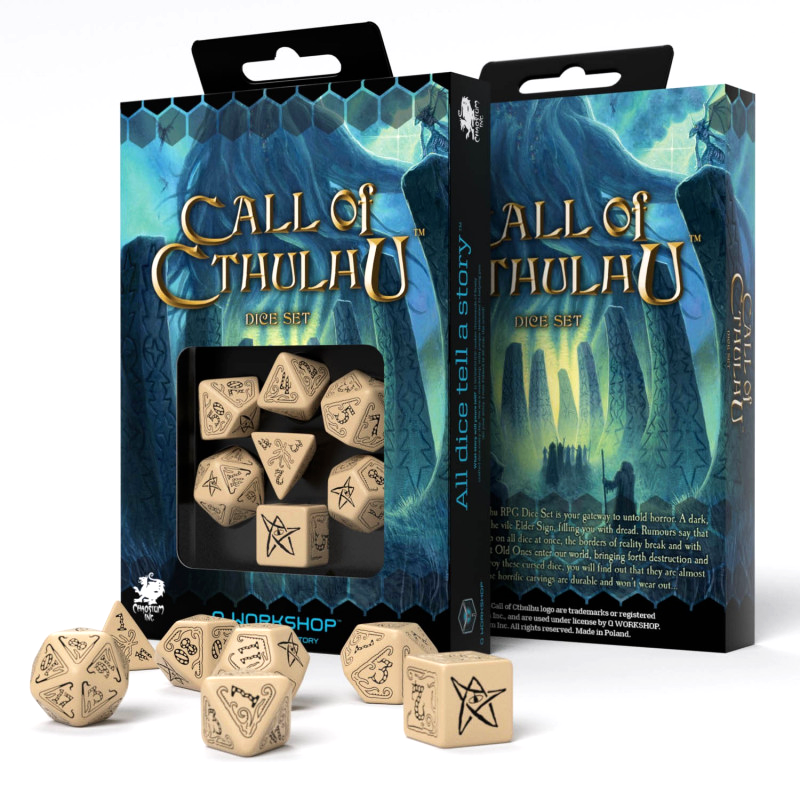 Call Of Cthulhu Dice Set beige and black