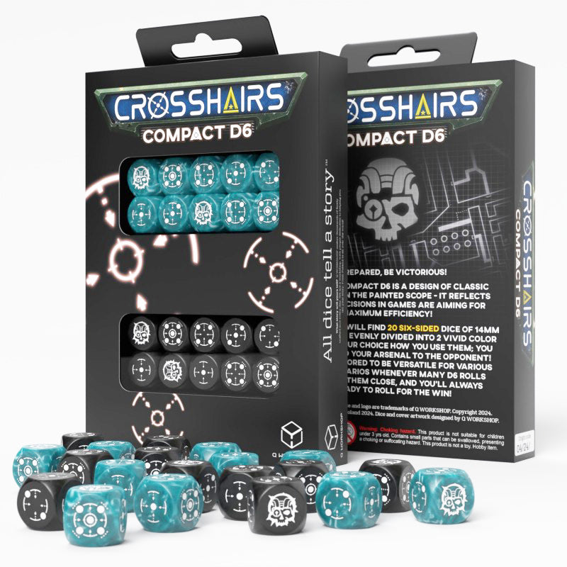 Crosshairs Compact D6 Stormy & Black Dice Set