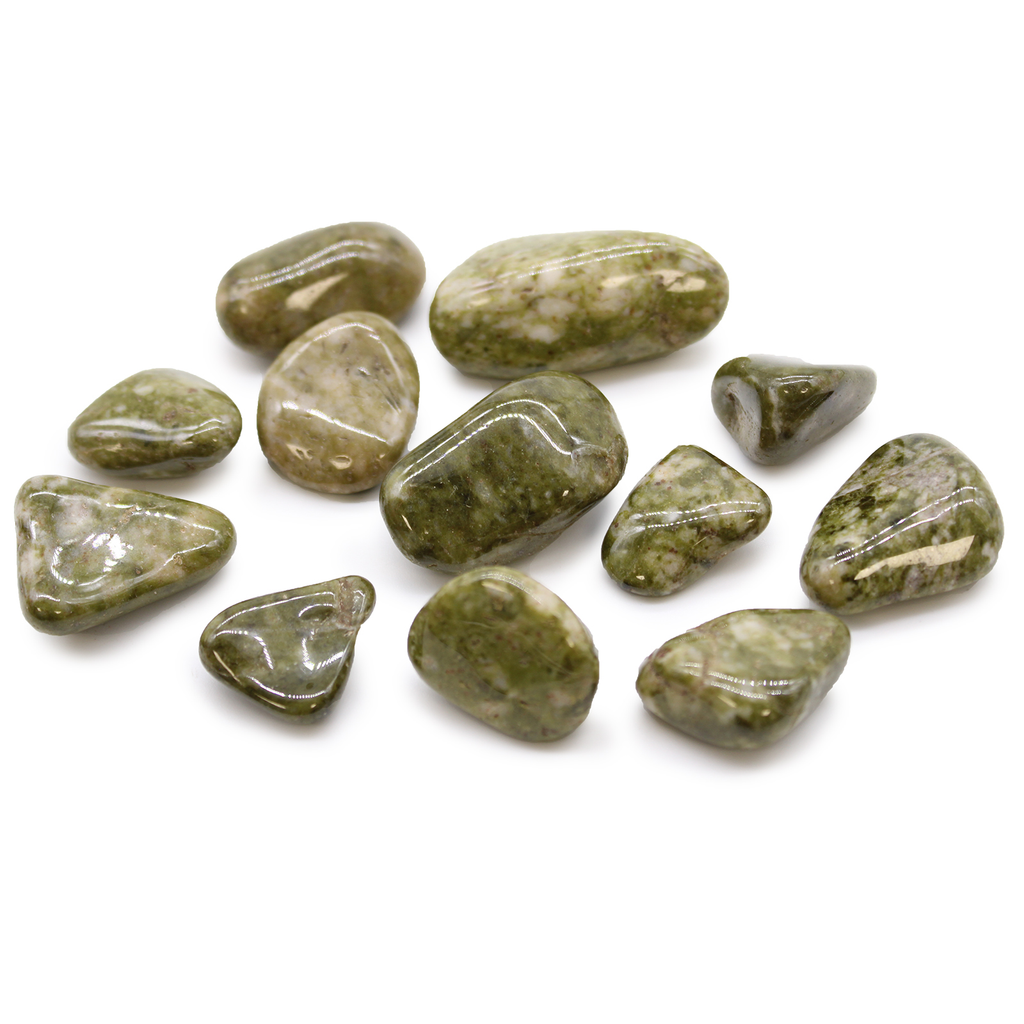 Medium African Tumble Stones (12x) - Epidote Snowflake Ancient Wisdom