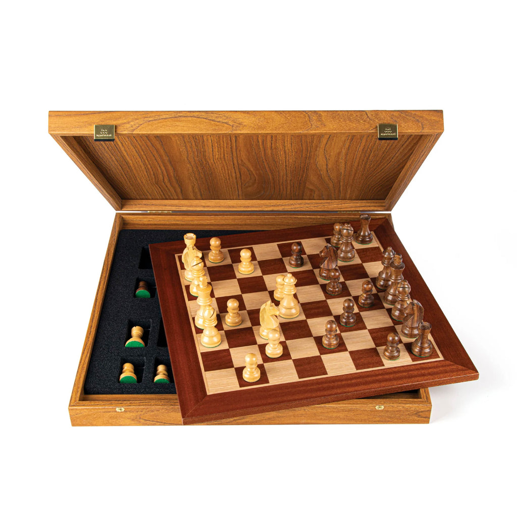 MAHOGANY Chess set 40x40cm Staunton Chessmen Manopoulos