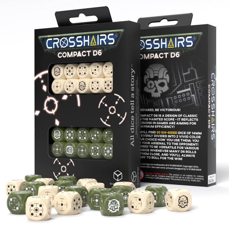 Crosshairs Compact D6 Beige & Olive Dice Set