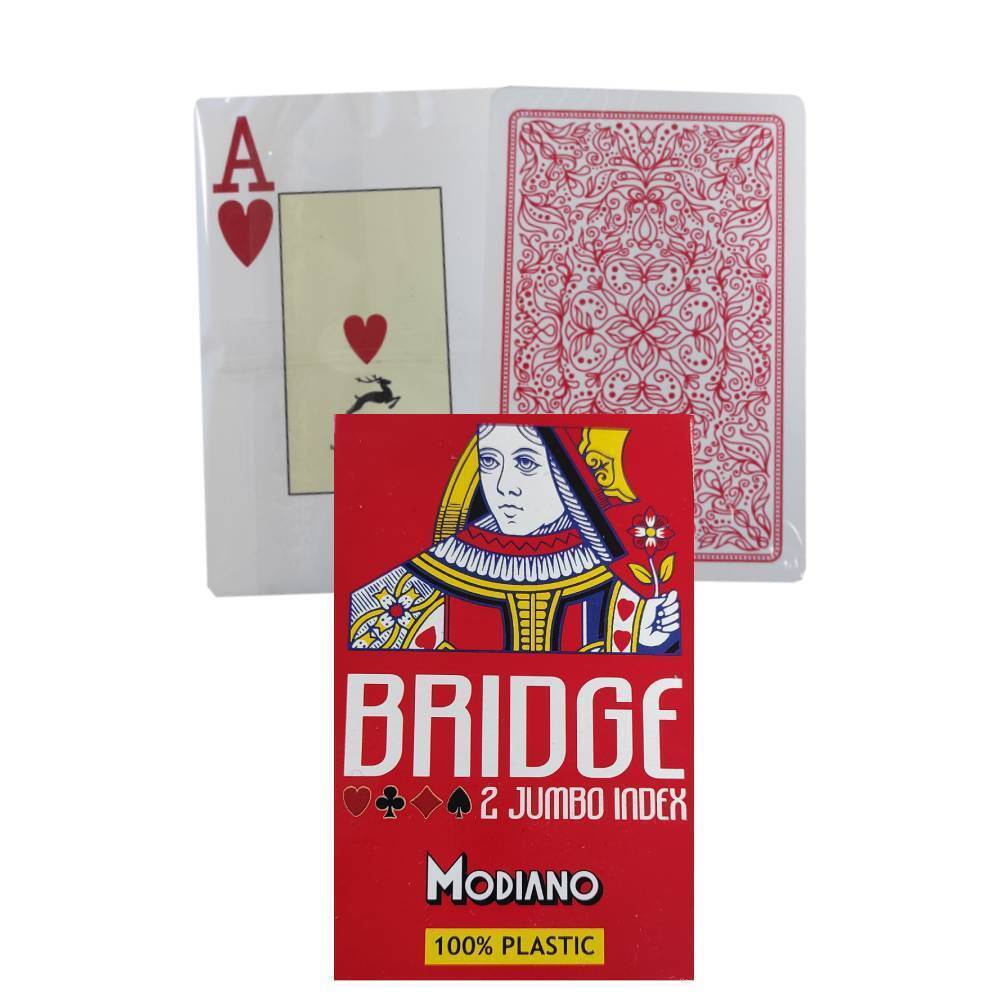 Modiano Bridge 2 Jumbo Index playing cards (red)