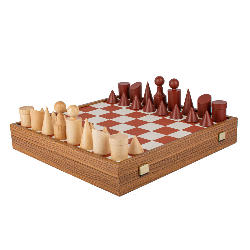 BAUHAUS style Chess set 40x40cm (Terracotta & White) with Chessmen Manopoulos