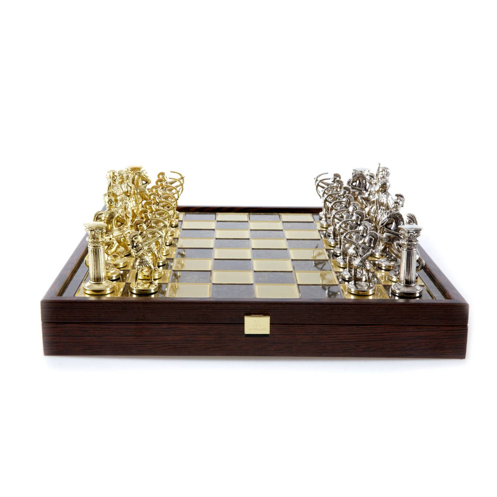 Archers Metal Chess Set With 44cm Chessboard in Wooden Box Manopoulos