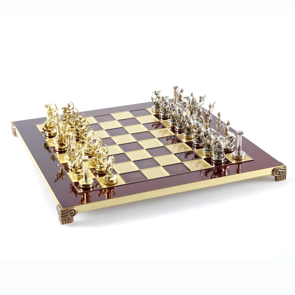 Labours of Hercules Metal Chess Set With 36cm Chessboard Manopoulos