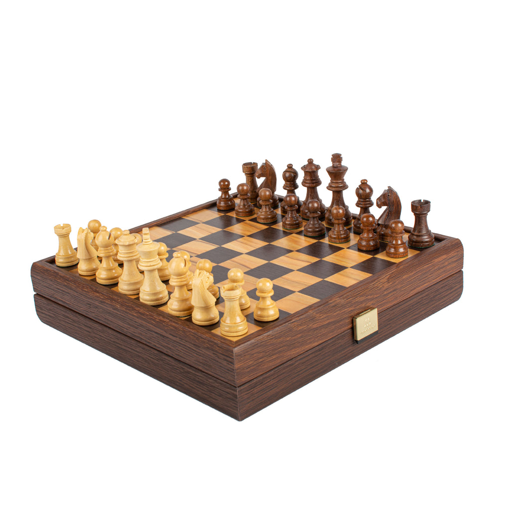 Olive Burl Chess set 27x27cm with Staunton Chessmen Manopoulos