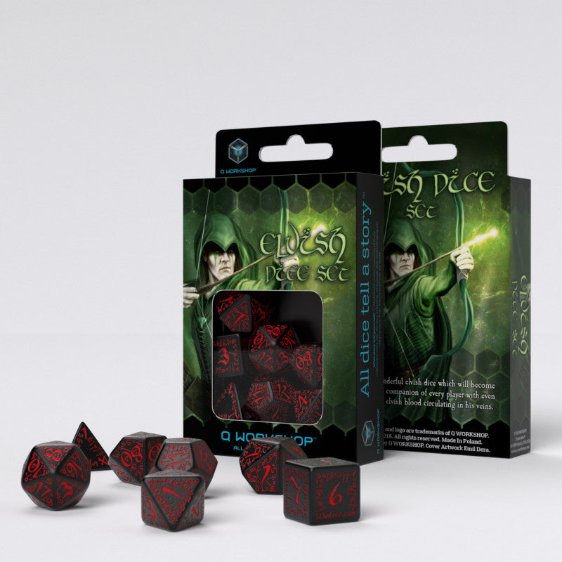 Elvish Dice Set black and red