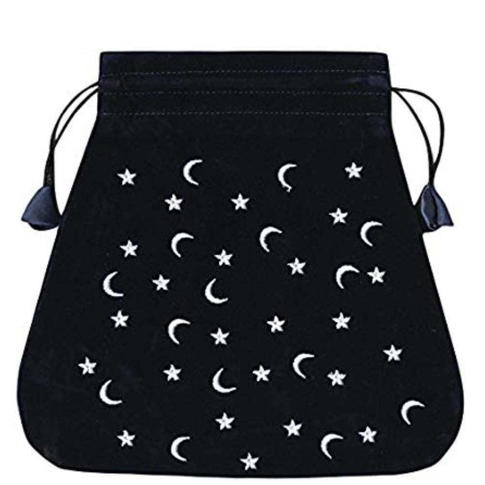 Moon And Stars Velvet Black Bag Cards Lo Scarabeo