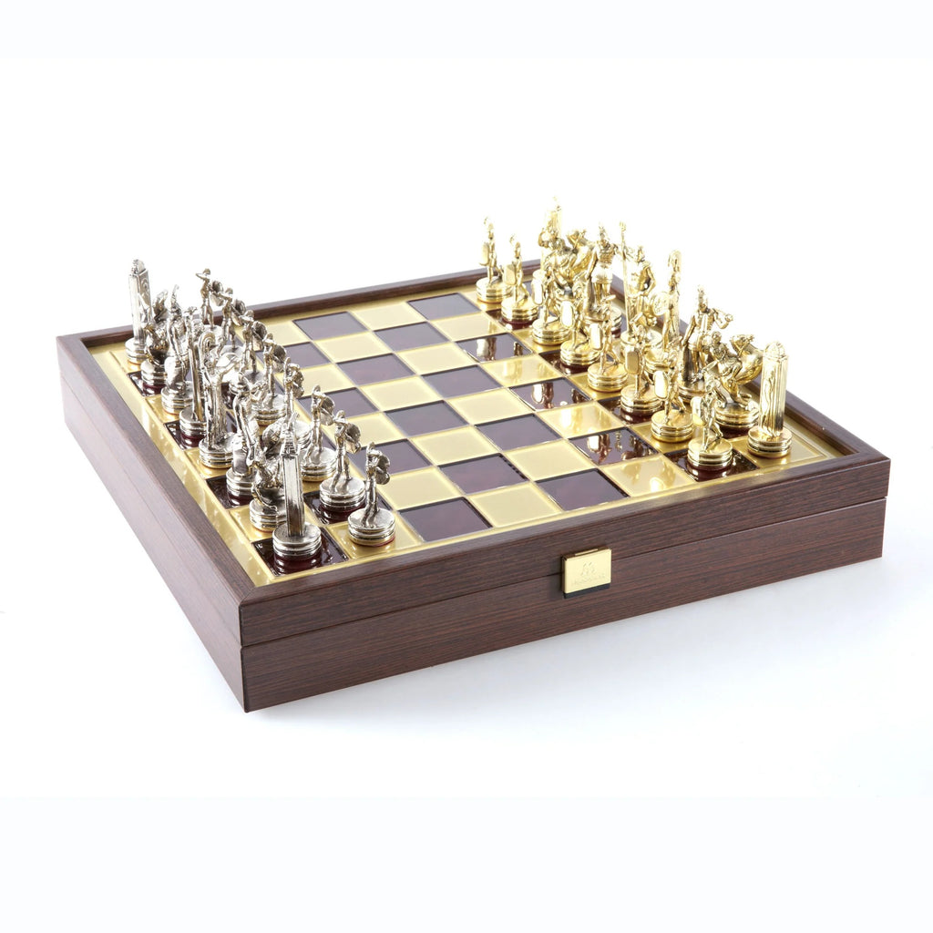 Greek Mythology Metal Chess Set With 34cm Board Manopoulos