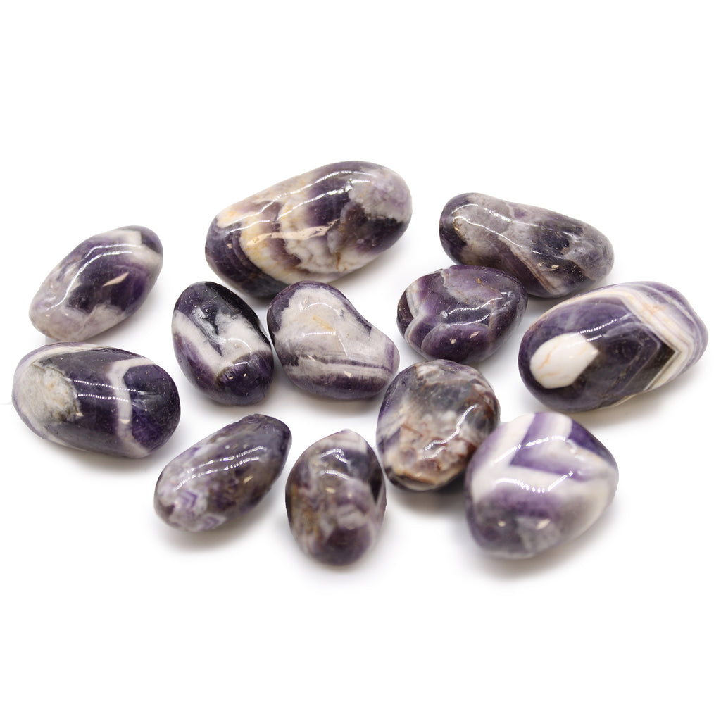 Medium African Tumble Stones (12x) - Amethyst Chevron Ancient Wisdom