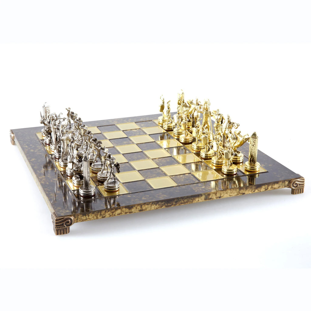 Greek Mythology Metal Chess Set With 36cm Chessboard Manopoulos