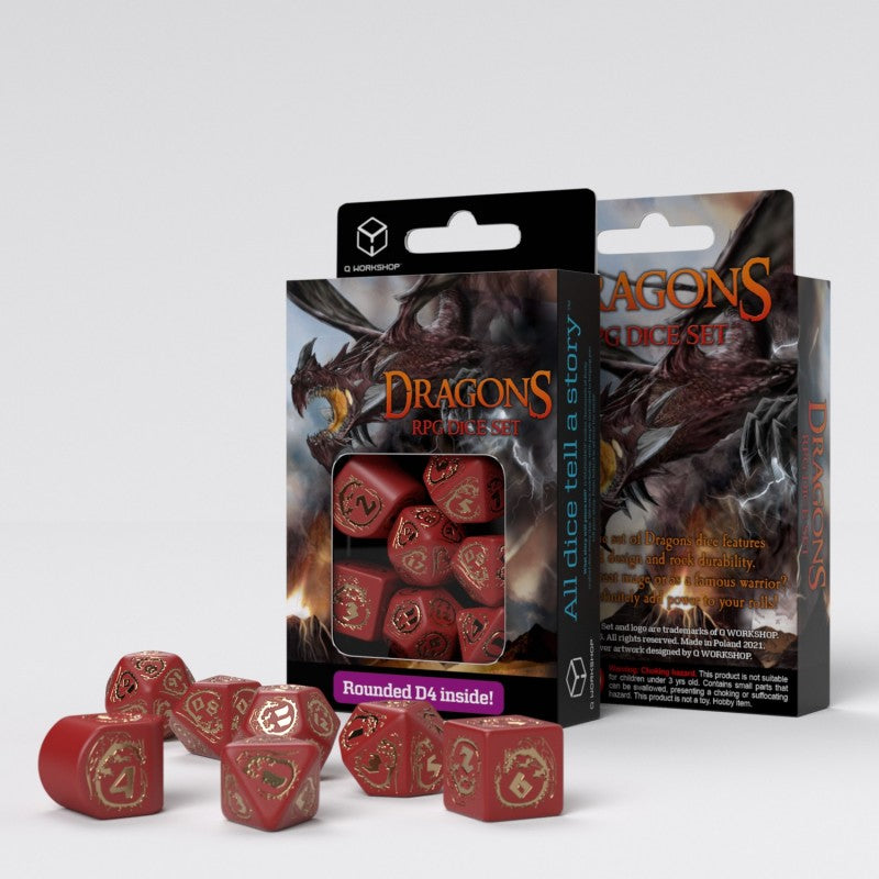 Dragons Modern Dice Set red and gold