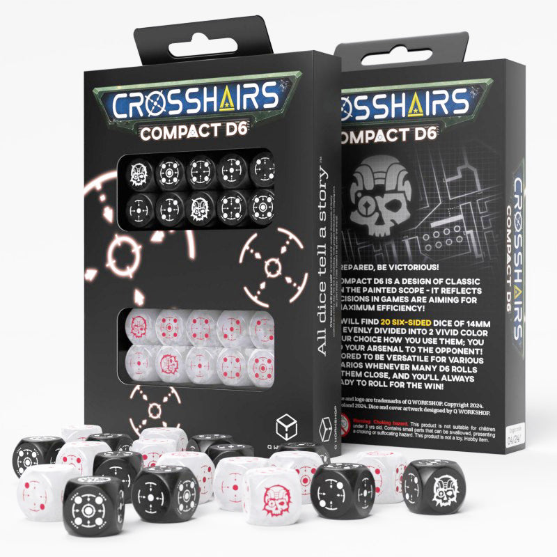 Crosshairs Compact D6 Black & Pearl Dice Set