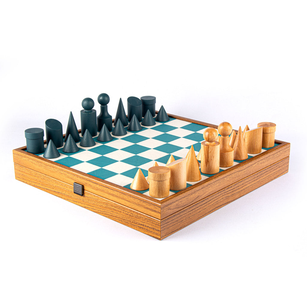 BAUHAUS style Chess set 40x40cm (Turquoise) with Chessmen Manopoulos