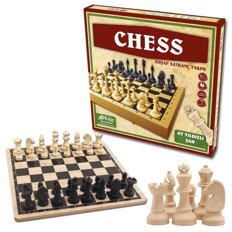 Wooden Board & Plastic Chess Set Star