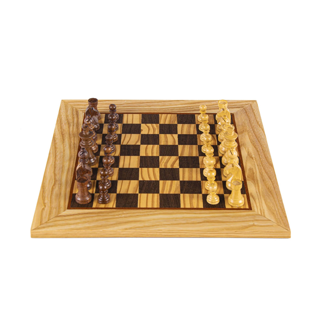 Olive Burl Chess set 40x40cm with Staunton Chessmen Manopoulos