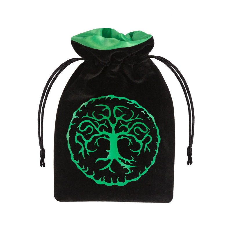 Forest Velour Dice Bag black and green