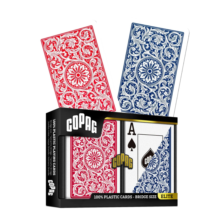 Elite Bridge Size Jumbo Index Playing Cards Double Deck (red and blue) Copag