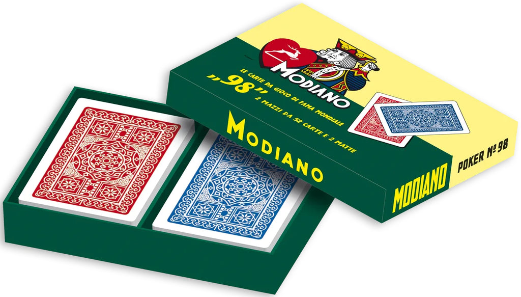 ''98'' Poker Cards 2 Deck Set Limited Edition Box Modiano (red and blue)