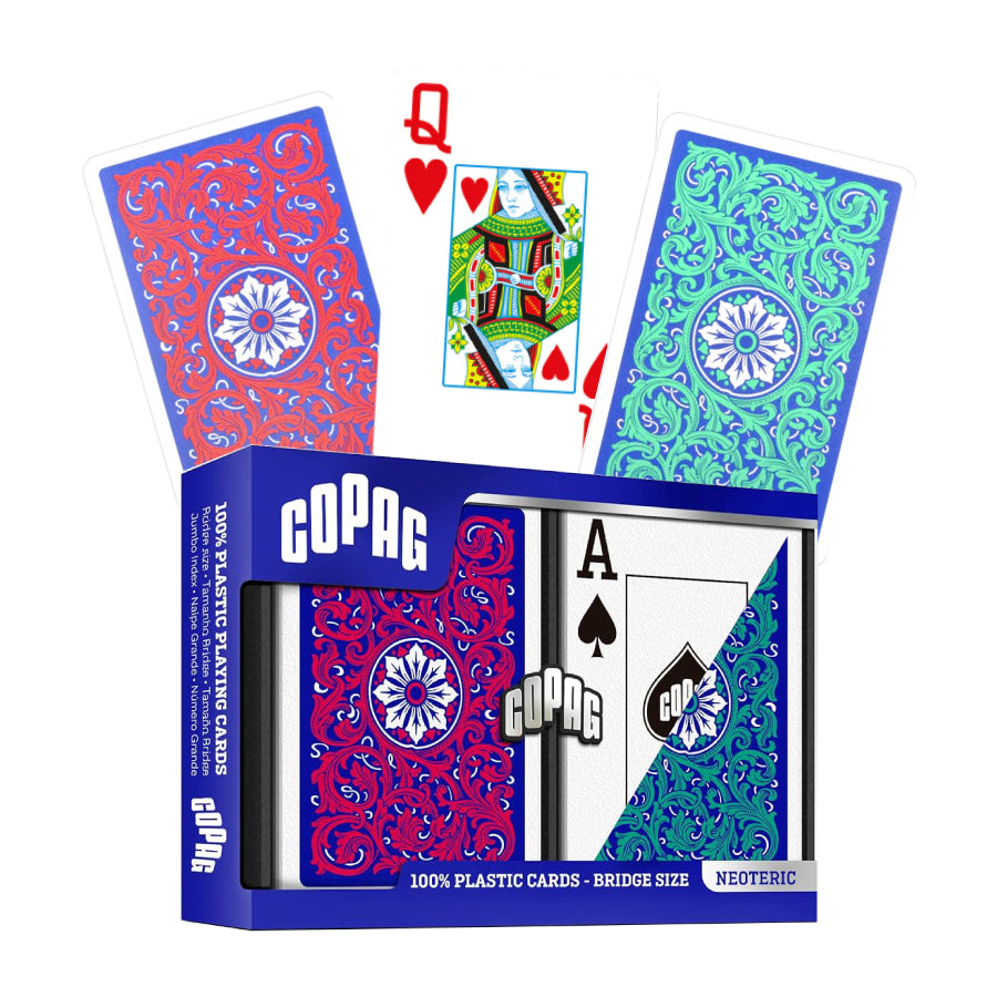 Neoteric Bridge Size Jumbo Index Playing Cards Double Deck (red and green) Copag