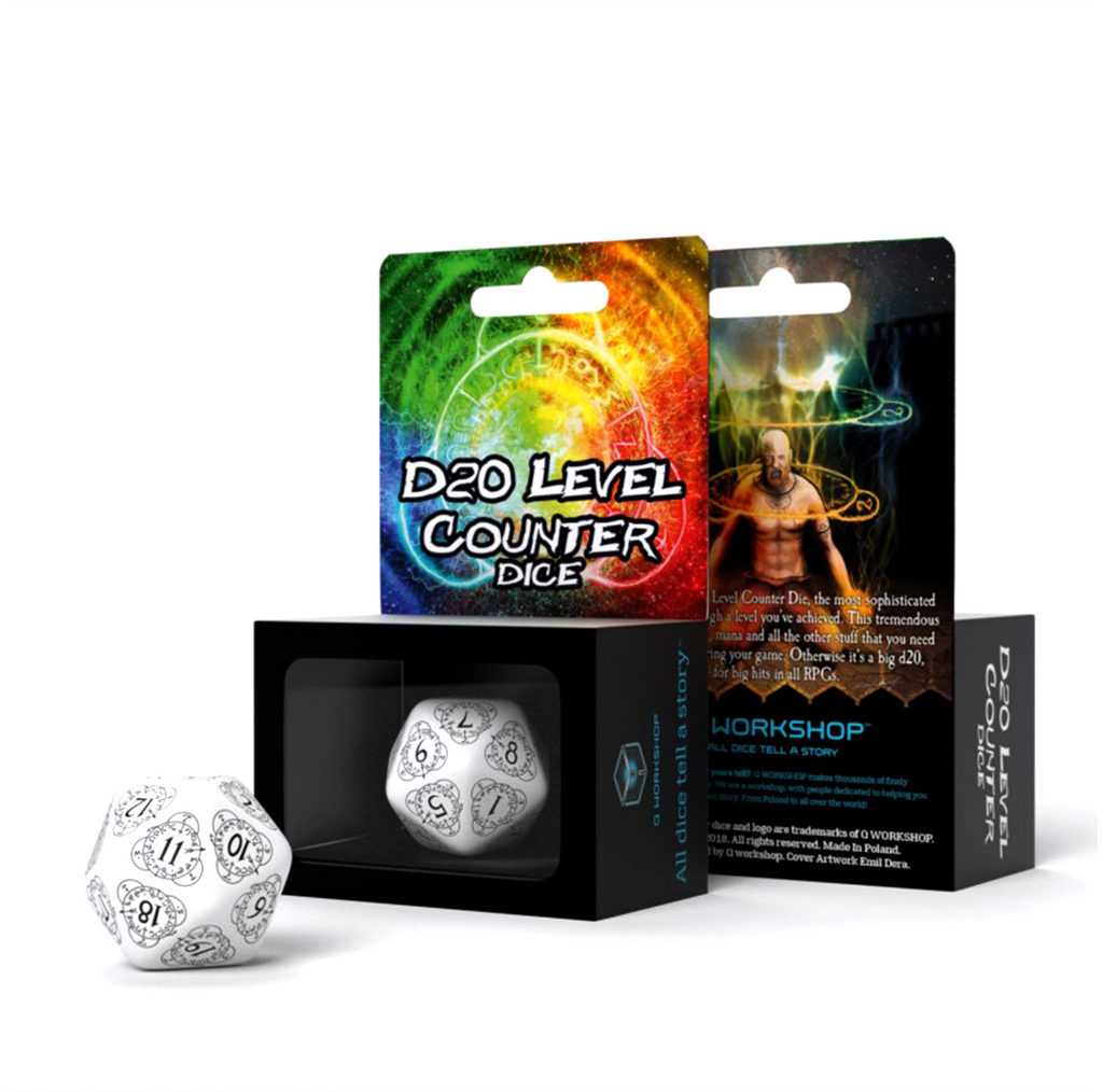 D20 Level Counter Dice white and black