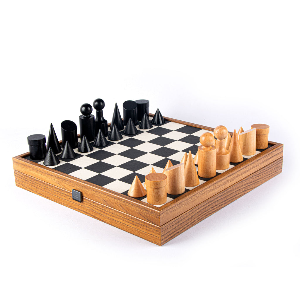 BAUHAUS style Chess set 40x40cm (black and white) with Chessmen Manopoulos