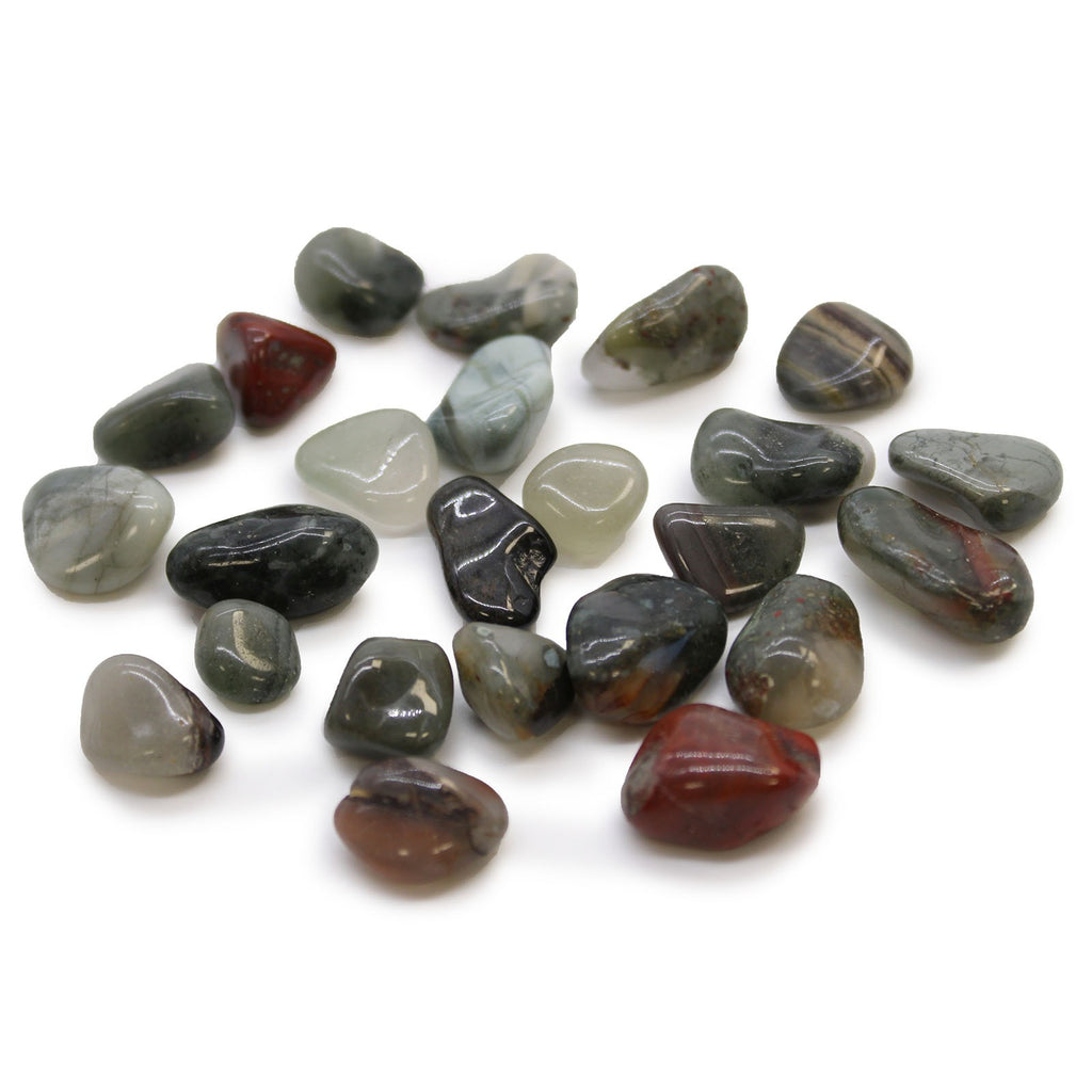 Small African Tumble Stones (24x) - Bloodstone - Sephtonite Blue Ancient Wisdom