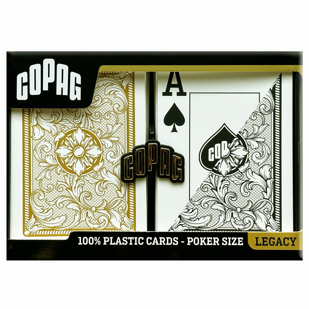 Legacy Plastic Playing Cards Poker Size (black/gold) Double Deck Set Copag