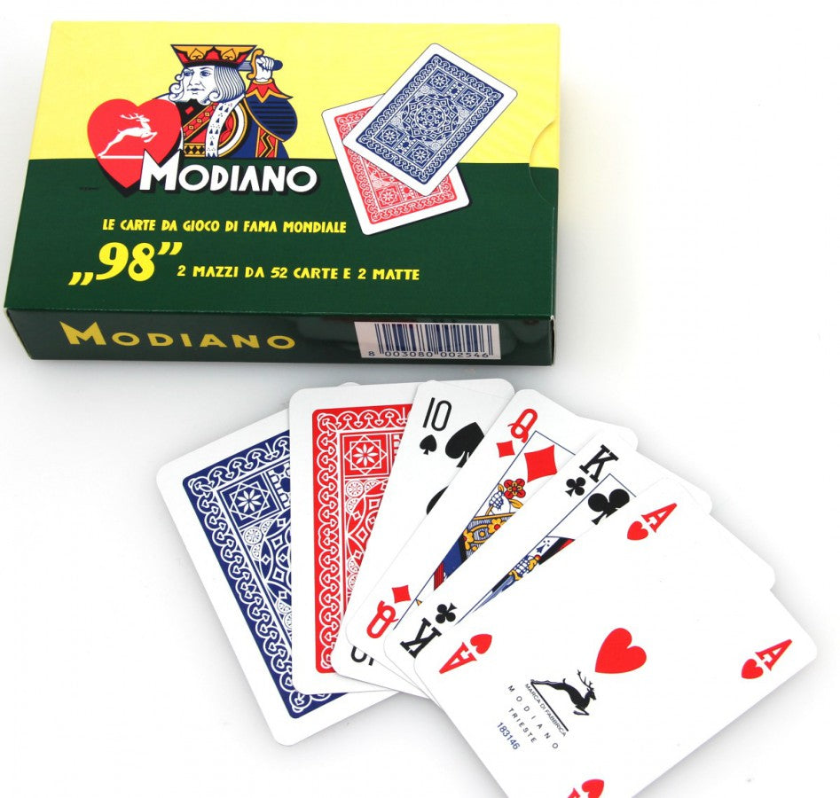 ''98'' Poker Cards 2 Deck Set Modiano (red and blue)