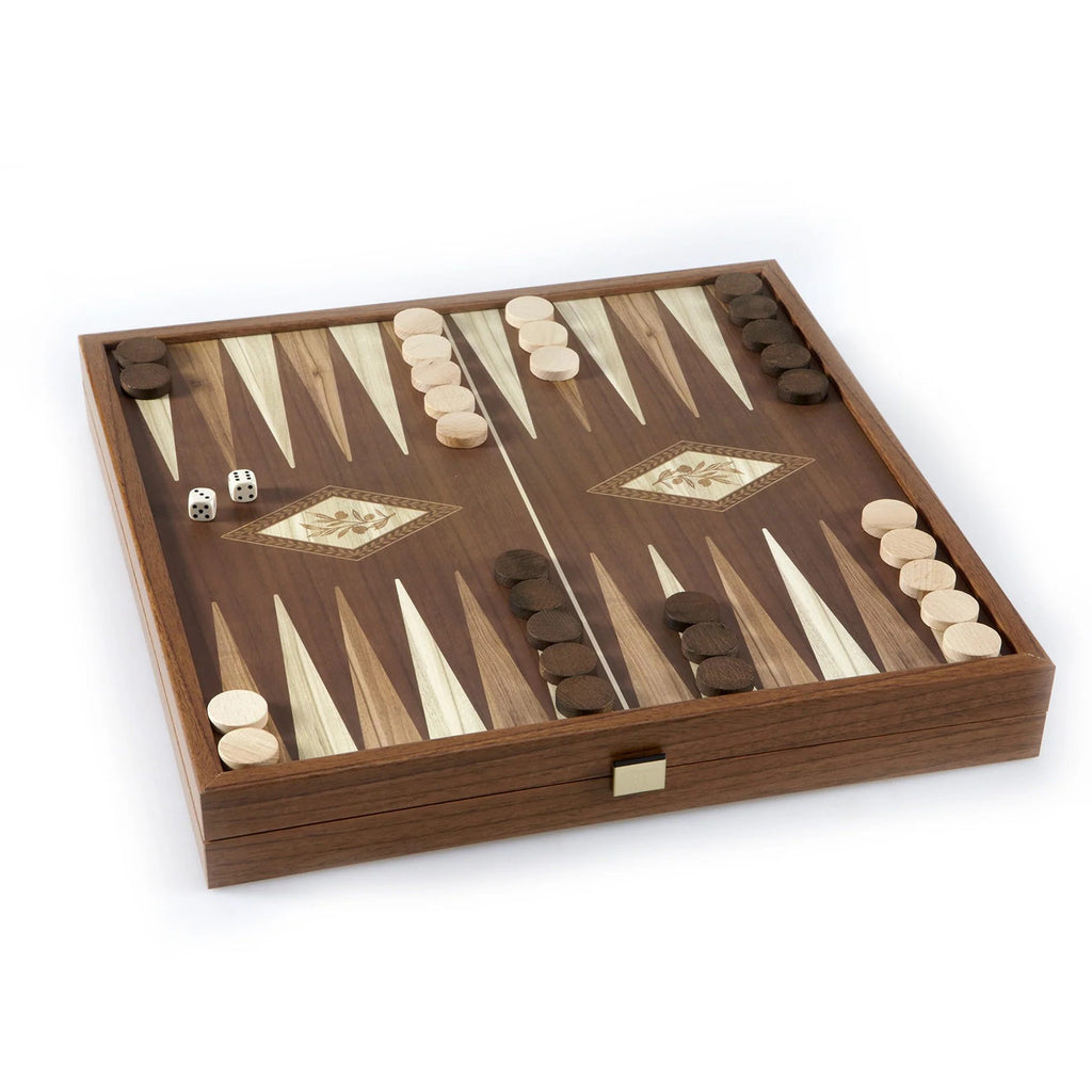 Classic Style 4-in-1 Combo Game Set: Chess, Backgammon, Ludo & Snakes (L size) Manopoulos