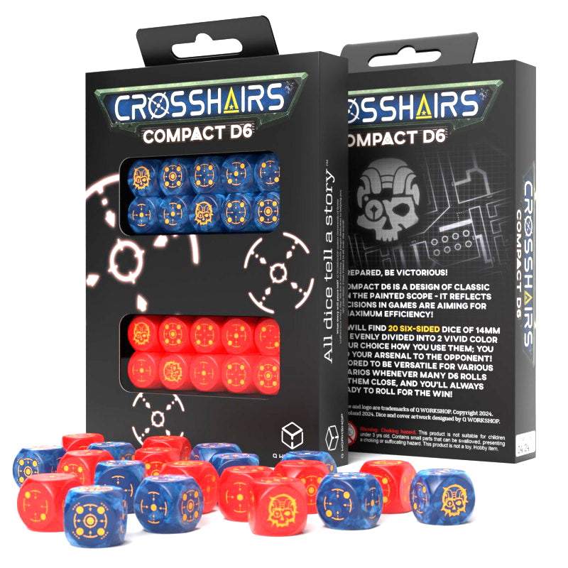 Crosshairs Compact D6 Cobalt & Red Dice Set