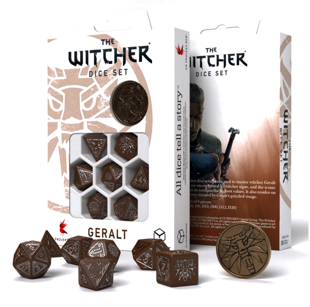 The Witcher Geralt Dice Set brown and silver