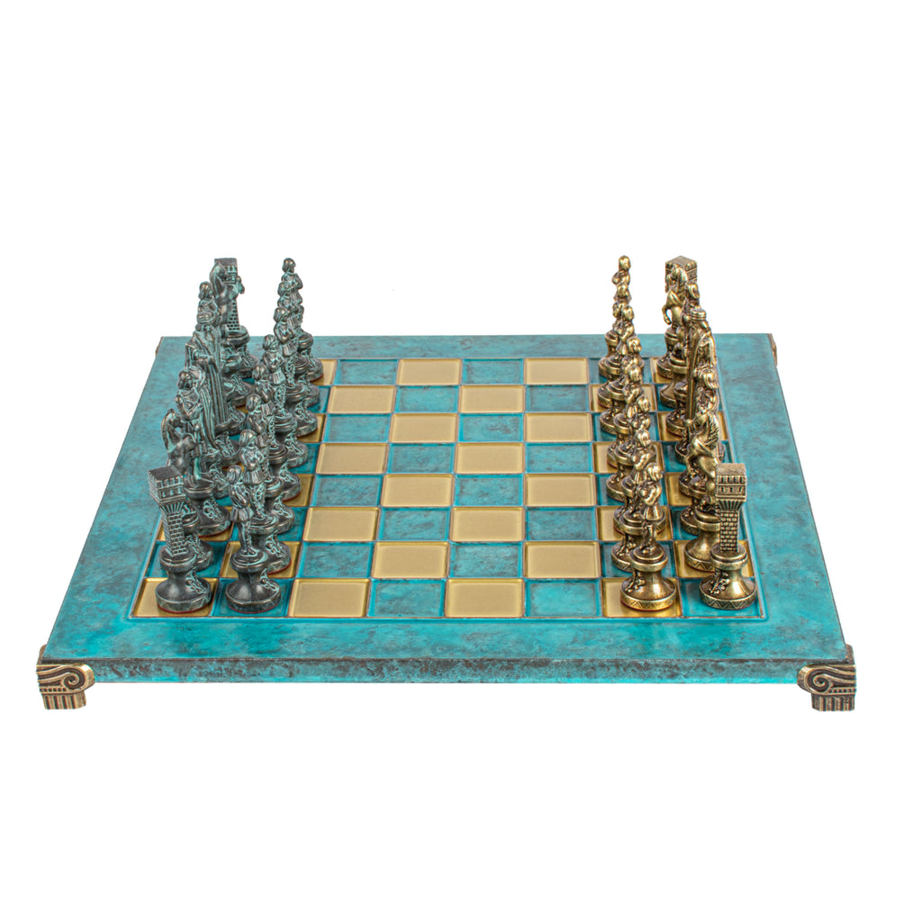 Renaissance Metal Chess Set With 36cm Chessboard Manopoulos