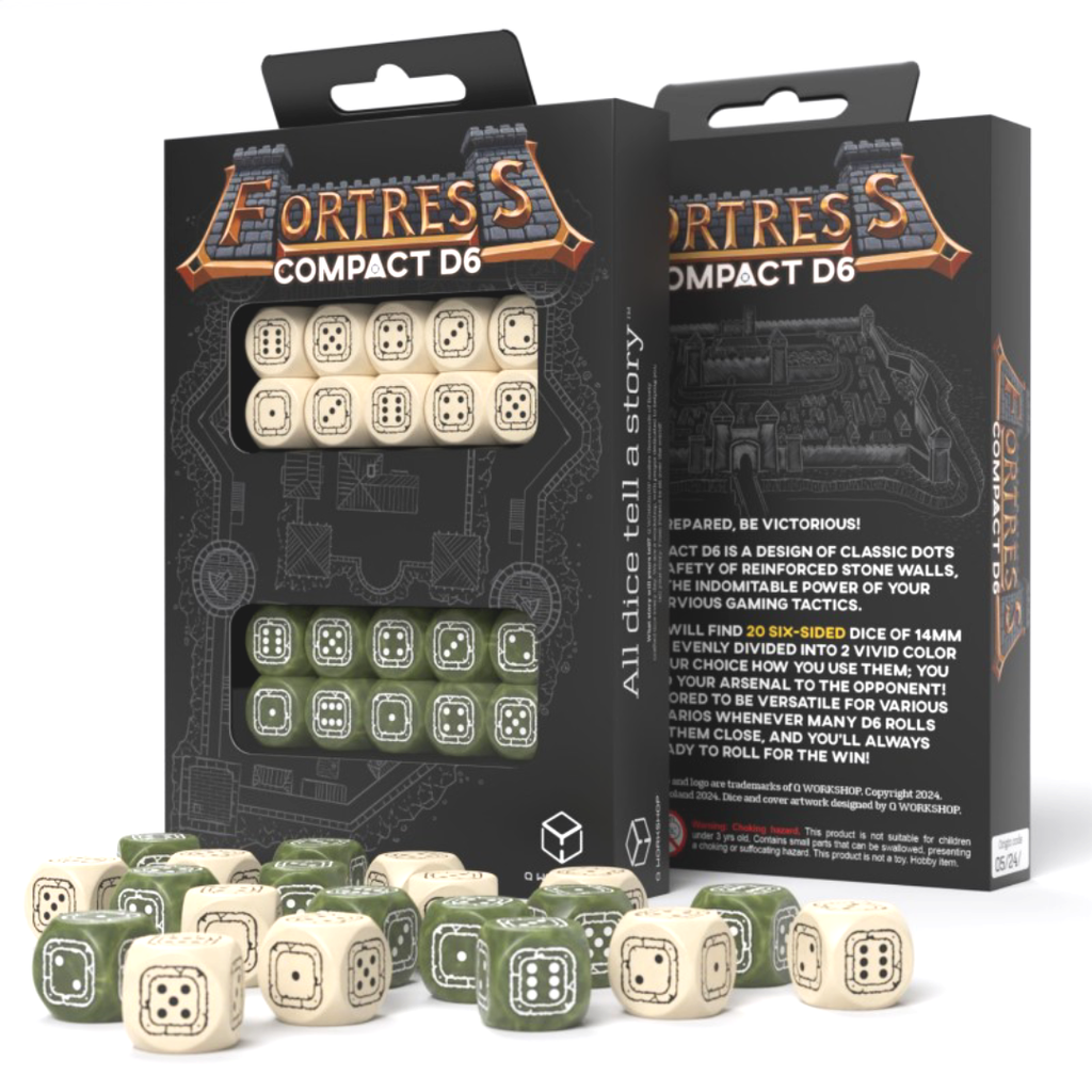 Fortress Compact D6 Beige & Olive Dice Set Q-workshop