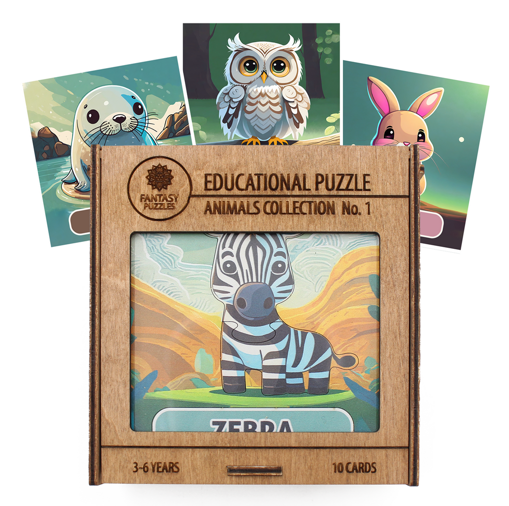 Educational Puzzle Wooden Cards Animals Collection No. 1 (EN) Fantasy Puzzles