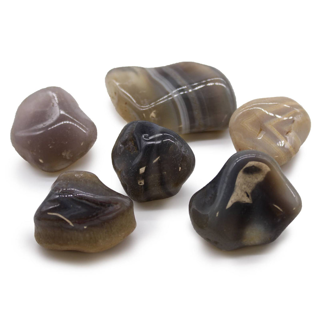 Large African Tumble Stones (6x) Grey Agate - Botswana Ancient Wisdom